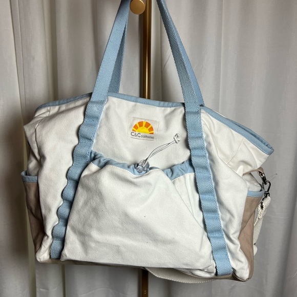 C&C California Handbags - C&C California White and Blue Travel Bag with Sturdy Canvas
